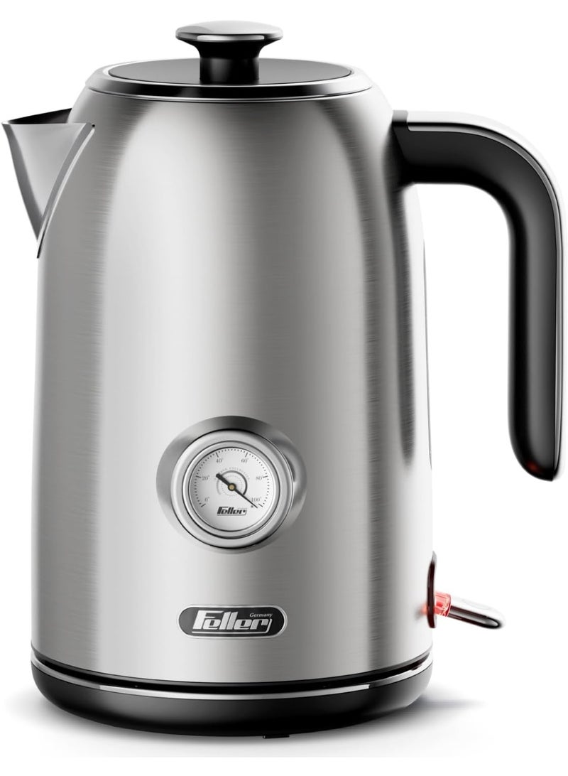 Feller Retro Style 1.7L Kettle with Thermometer, 2200 W, Stainless Steel Body, STRIX Controller, Dry Boil & Automatic Switch-Off - Image 1